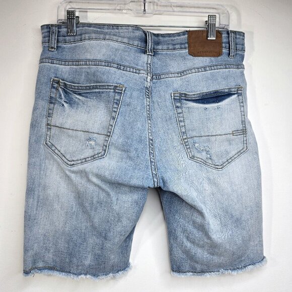 Aeropostale Acid Wash Distressed Cut oFF Raw Hem 9" Inseam Denim Jean Shorts - Picture 5 of 9